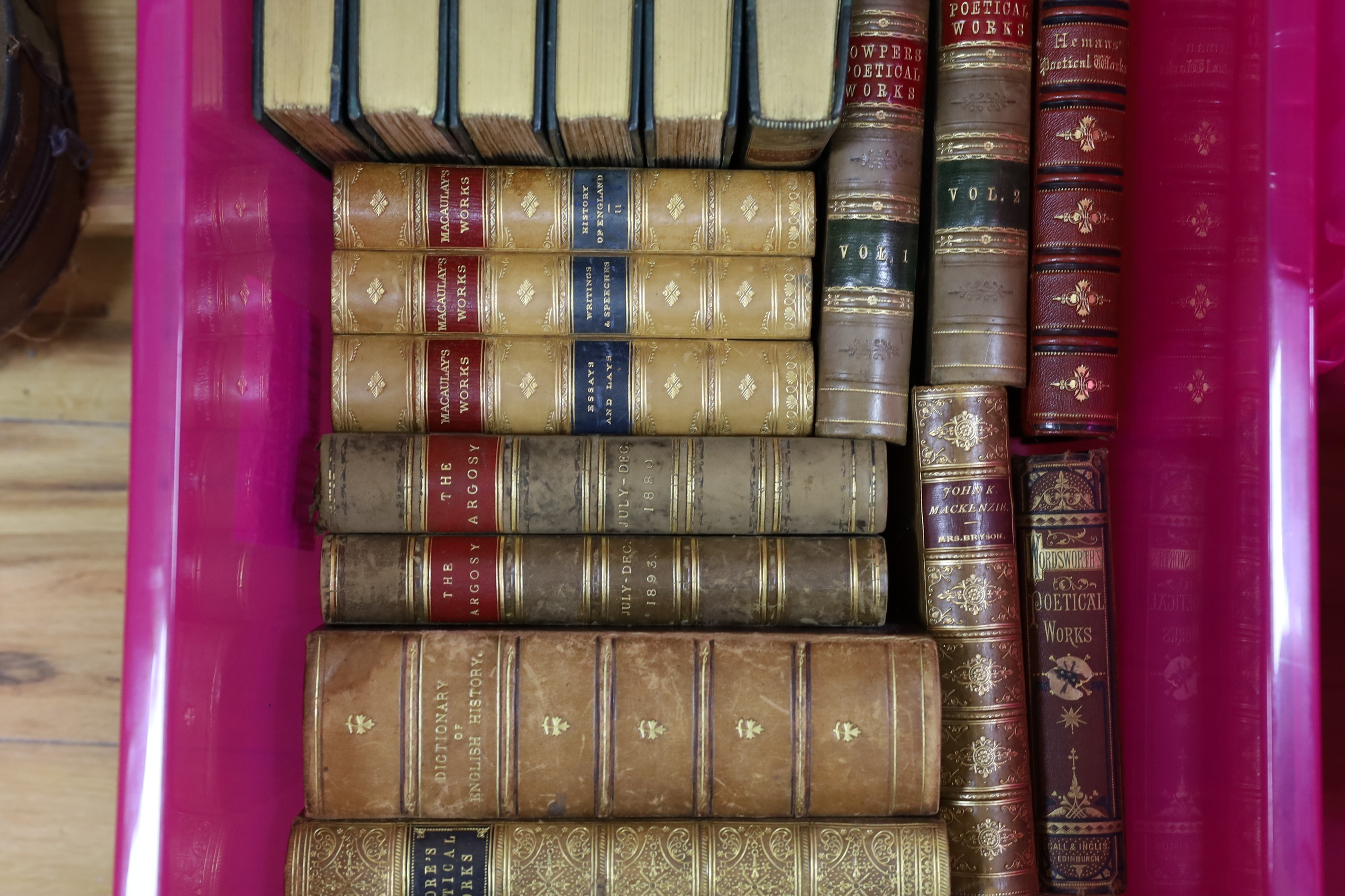 A selection of various leather bound bindings, to include Gallery of British Artists and others